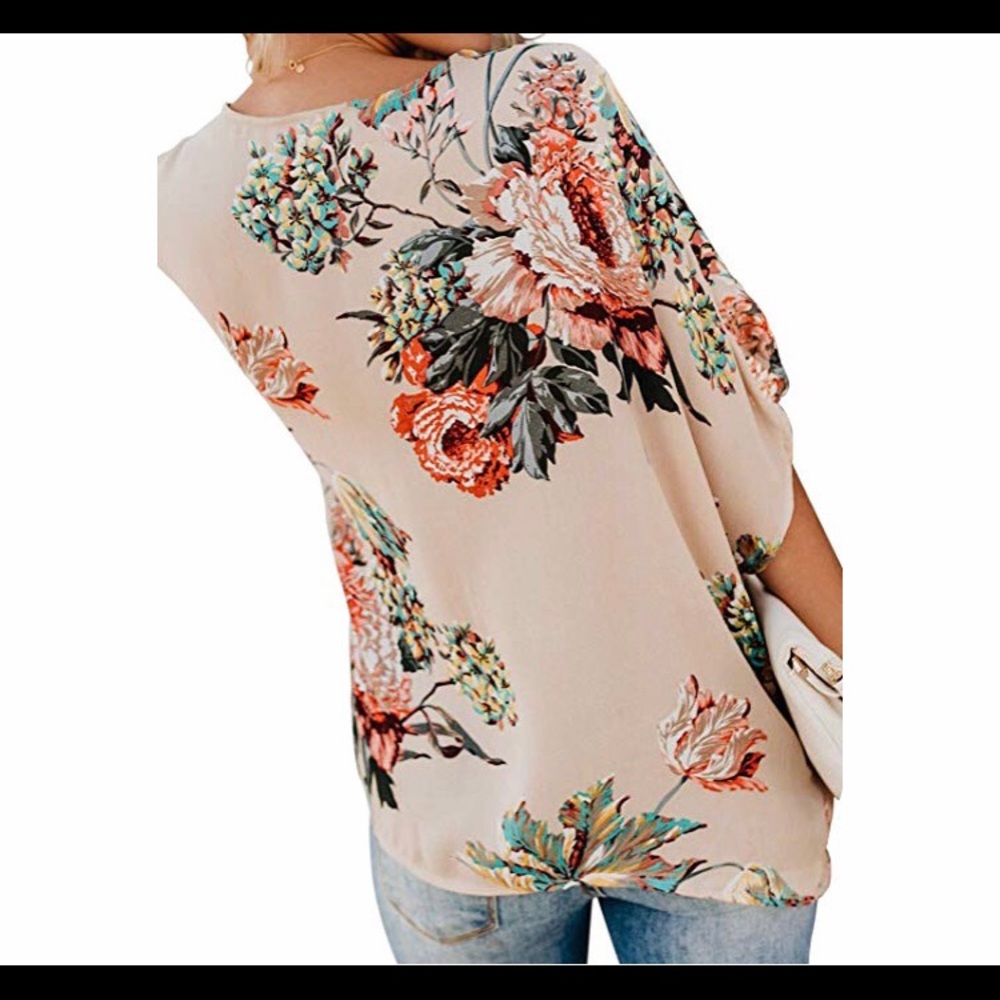 🆕 Sleeve V Neck Ruched Twist Floral Print Blouse - Picture 2 of 4